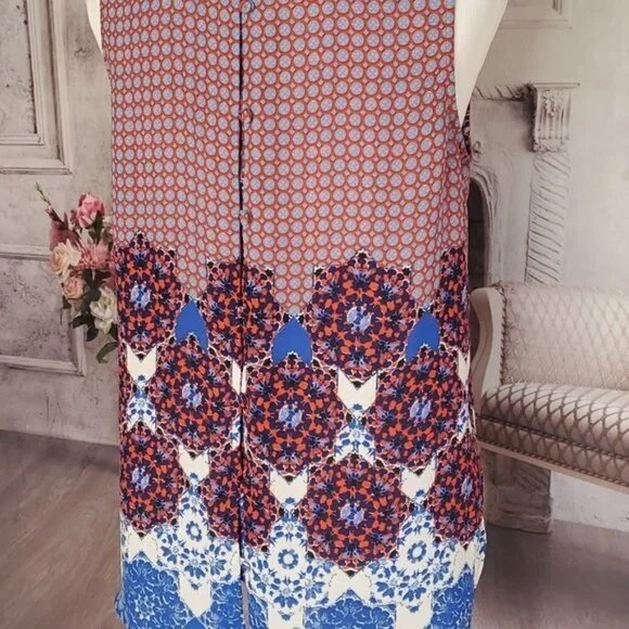 Daniel Rainn Lace Floral Jewel Neck Sleeveless Button Back Blouse Top Size PM - Picture 7 of 11